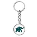 SIAN Cute Cartoon Elephant Family Keychain Lovely Animal Bronze Silver Plated Glass Key Chain Exquisite Child Lucky Accessories