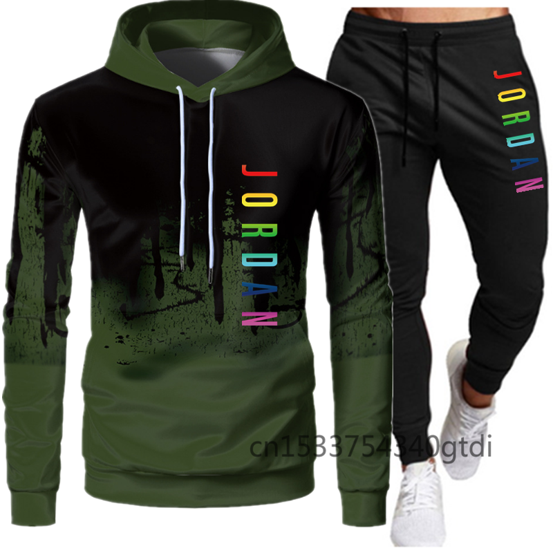 2 Pieces Sets Tracksuit Men Hooded Sweatshirt+Pants Pullover Hoodie Sportwear Suit Ropa Hombre Casual Men Clothes Size S-4XL