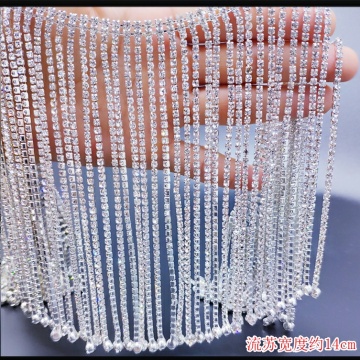 Shiny 14cm wide rhinestone fringe Dancewear Wedding Dress Costumes DIY Sewing Supplies