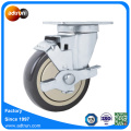Plate Swivel PU Castor Wheel with Brake for Material Handling Truck