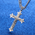 Gold&silver Crucifix Jesus Cross Necklace Stainless Steel Christs Pendant link Chain Men Necklaces Jewelry Gifts 23" 62(60cm)