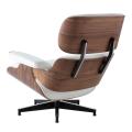 Furgle White walnut Leather Armchair Replica Lounge Chair with Ottoman Walnut Chaise Classic Real Leather Lounge Chair for home