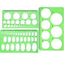 3 Pcs Green Plastic Circle and Oval Templates Measuring Templates Rulers Digital Drawing for Office and School Building Formwork
