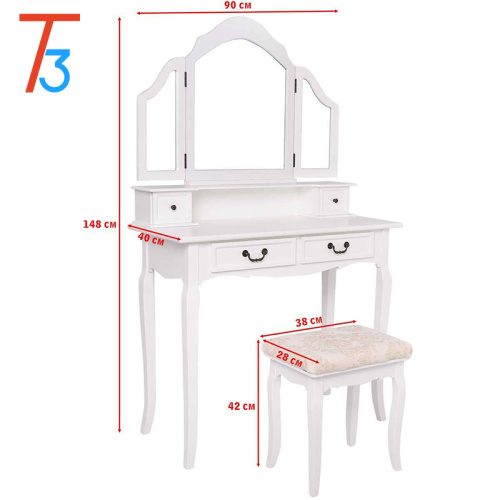 Supply Stylish Triple Mirror Simple Dressing Table with High Quality