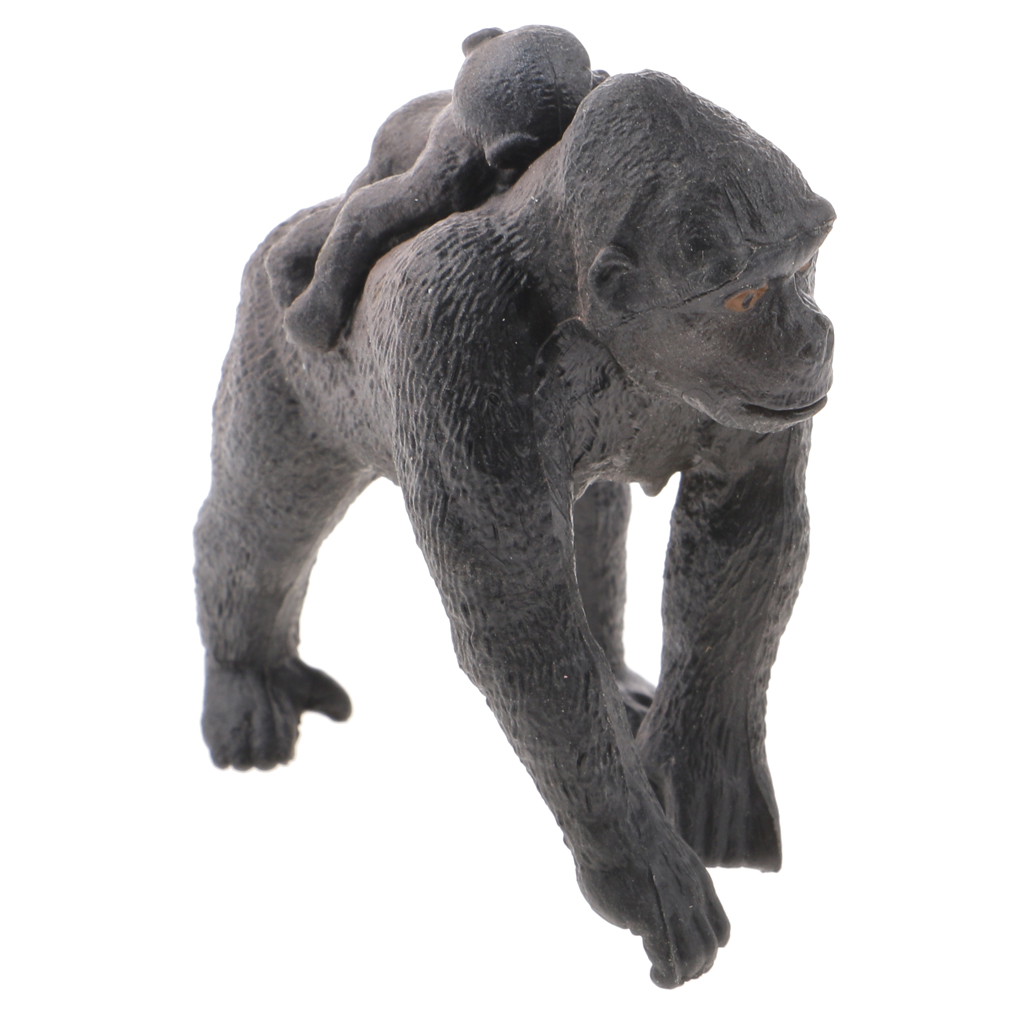 Realistic Female Gorilla with Baby Wild Animal Figurine Model Kids Toy Gift