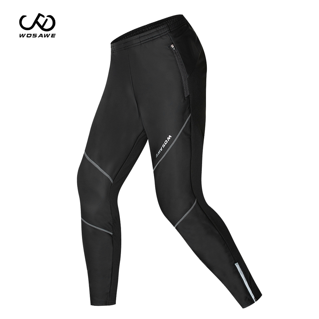 WOSAWE Winter Men's Fleece Thermal Cycling Pants Waterproof Windproof Running Tights Men's Sportswear Racing MTB Riding Trousers