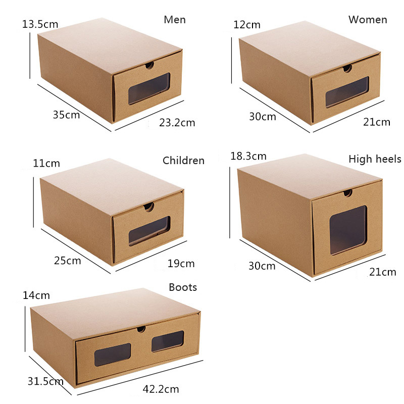 DIY Kraft Paper Assembly Drawer Shoe Box Organizer Men Women Shoes Storage Box Case Boots Sneakers Dust-proof Finishing Box