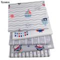 Syunss Gray Sailboat Owl Print Cotton Fabric DIY Tissue Patchwork Telas Sewing Baby Toy Bedding Quilting Tecido The Cloth Tilda
