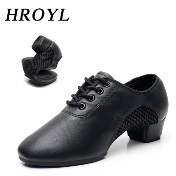 2020 Unisex Latin Dance Shoes Leather Air-Mesh Breathable Ballroom Dancing Shoes Lace-Up Design Tango shoes 3.5CM Heel Height