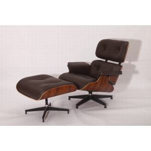 Rosewood Eames leather lounge chair and ottoman