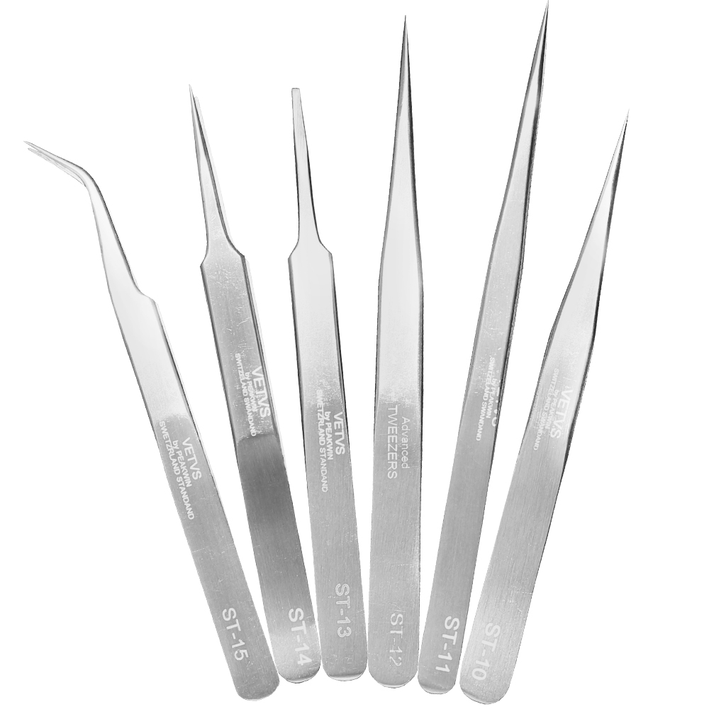VETUS Anti-static Stainless Steel Silver Tweezers ST-10/11/12/13/14/15