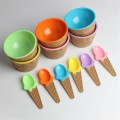 New 1Set Kids Ice Cream Bowl Spoon Set Durable Children Gifts Lovely Dessert Bowl DIY Ice Cream Tools icecream bowl+spoon