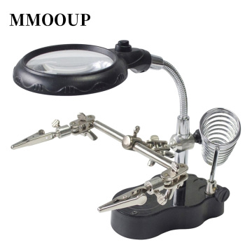 Third Hand Solder Magnifier Lamp LED Light Table For Soldering Clip Repair Tool Optical Glasses Lens Magnifier