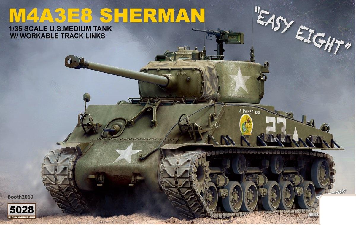 Rye Field 5028 1/35 M4A3E8 SHERMAN with workable track links 2019 New RMF Model