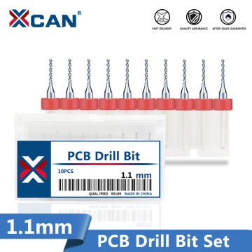 XCAN 10pcs 1.1mm PCB Print Circuit Board Carbide Micro Drill Bits 3.175mm Shank PCB Drill Bit Set