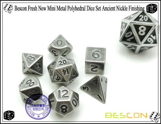 Bescon Fresh New Mini Metal Polyhedral Dice Set Ancient Nickle Finishing-1