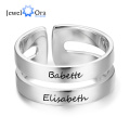 Personalized Double Layered Engraving Name Rings for Women Customized 2 Names Stainless Steel Ring Jewelry (JewelOra RI103289)