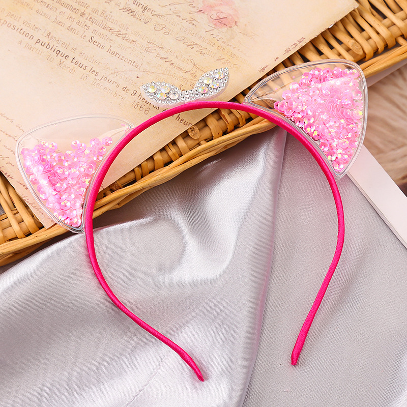 New Girls Cute Colorful Sequin Crown Cat Ears Headbands Children Sweet Hair Band Headwear Hairband Kids Fashion Hair Accessories