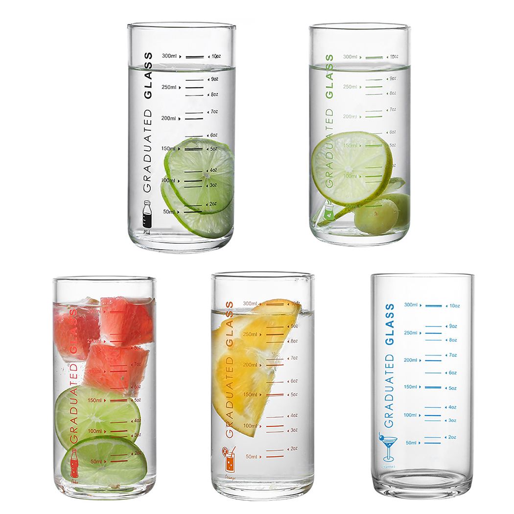 11.16oz Heat-Resistant Drinking Glass Multi-Use Water Glass Highball Glass With Measurement Drinking Utensils