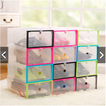 Thick crystal transparent color shoe box plastic folding drawer shoe storage box Plastic Tidy Box Stackable Shoe Hanger HOT