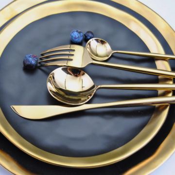 304 Stainless Steel Cutlery Tableware Set Dinner Forks Knives Scoop Set Silverware Set gold food kitchen Luxury dinnerware