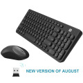 Quiet Wireless Keyboard Mouse Combo 2.4GHz Cordless Cute Round Key Set Smart Power-Saving Whisper For Laptop, Computer And Mac