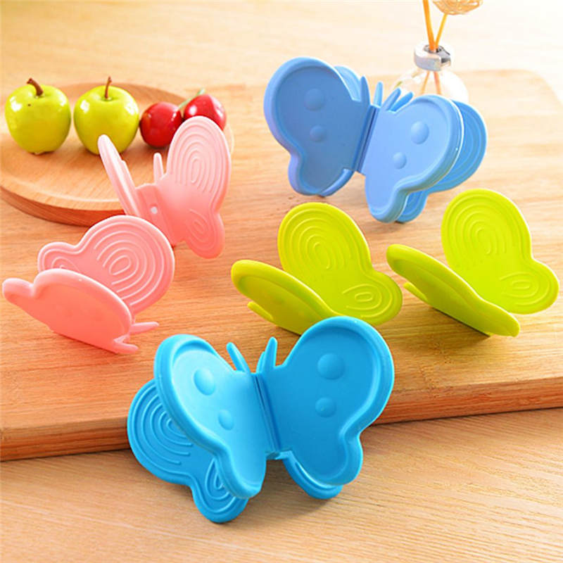 1pcs Adiabatic Pot Clips Butterfly Type Silicone Rubber Magnet Dish Bowl Microwave Oven Armguard Kitchen Tools
