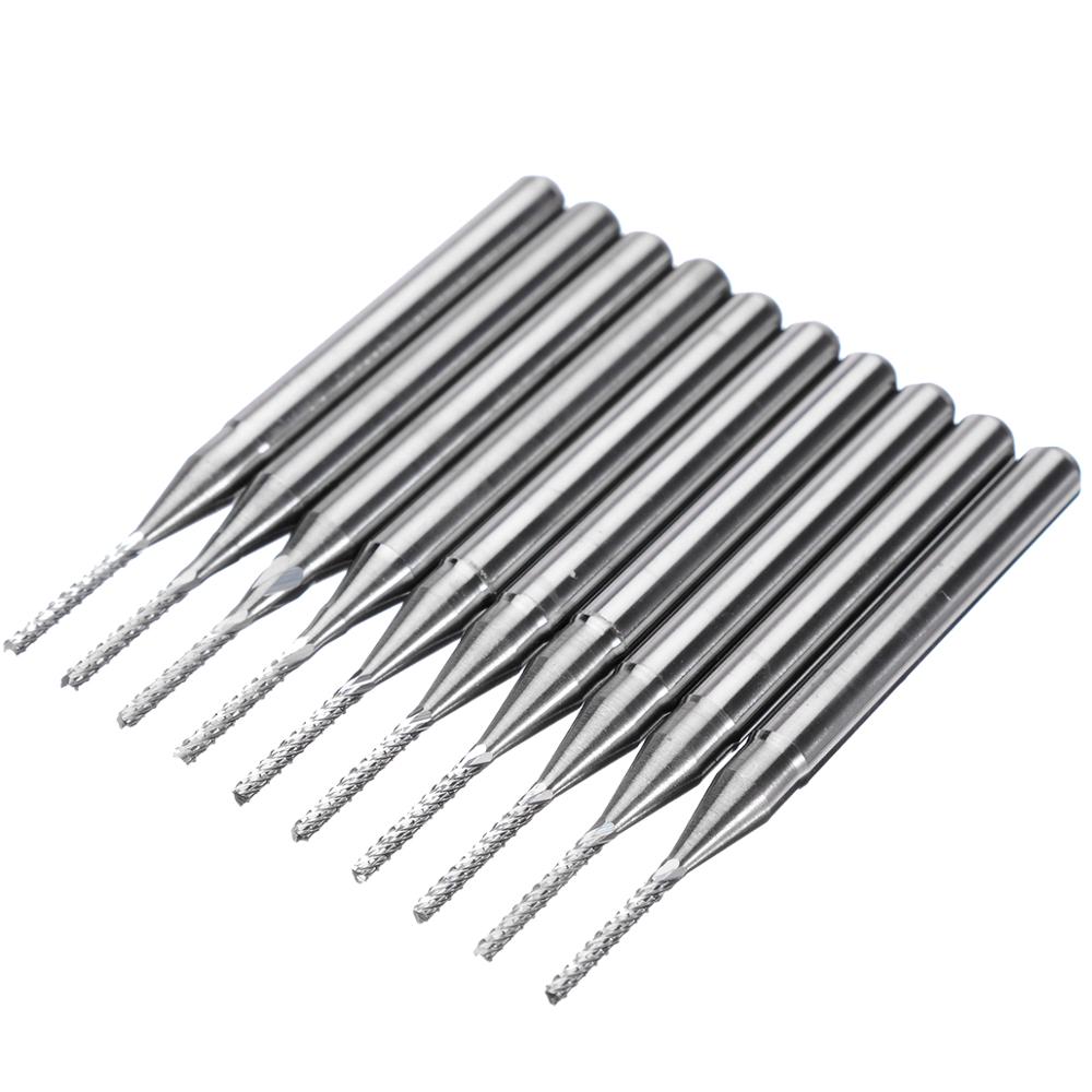 10pcs End Mill Straight Shank Drill Cutter CNC PCB Router Bits for Woodworking Engraving Milling Tools