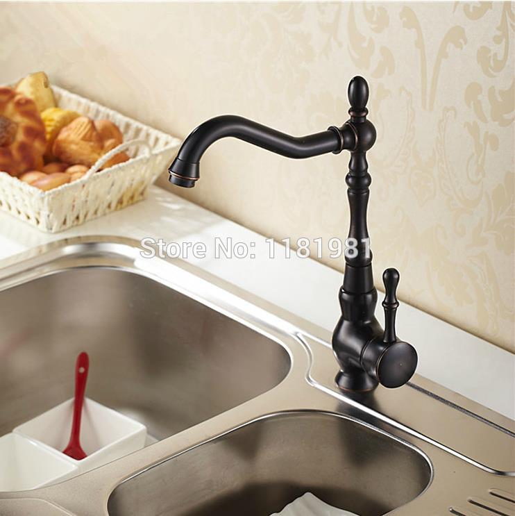 Kitchen Faucet Black Bronze Finish Deck Mounted Kitchen Faucets Torneira Handle Swivel Sink Lavatory Faucets Mixers & Taps B309