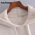 Aachoae Women Solid Casual Knitted Hoodies 2020 Loose Hooded Pullover Sweatshirt Batwing Long Sleeve Ladies Tops Sudaderas