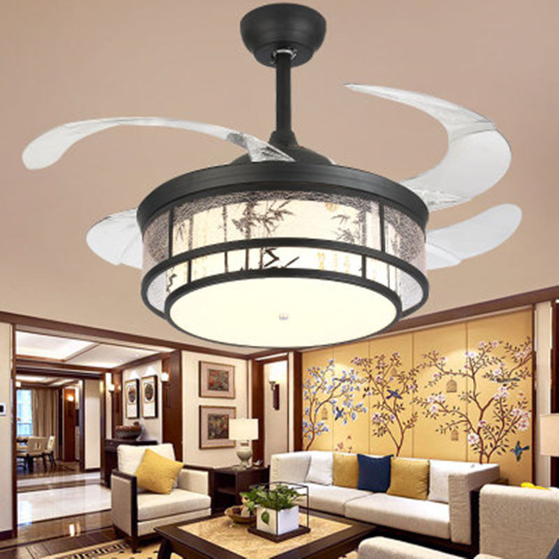 IKVV European-Style Invisible Fan Lamp Ceiling Fan Lamp Restaurant Modern Minimalist Chinese Style Living Room With Electric Fan