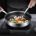 304 Stainless Steel Frying pan Uncoated Durable non-stick wok pan Steel Handle Griddle Pan For Kitchen Induction Cooker Wok pan
