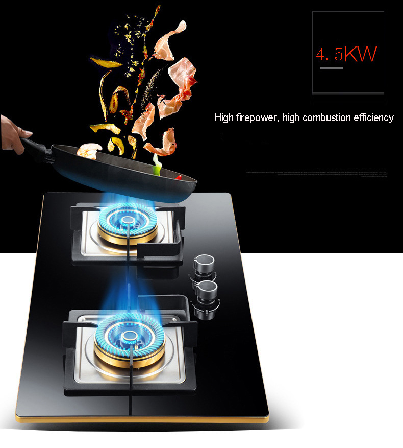 Household Gas Cooktops Stove Energy-saving Gas Stove Double-burner Gas Furnace Tempered Glass Gas Stove Cooker
