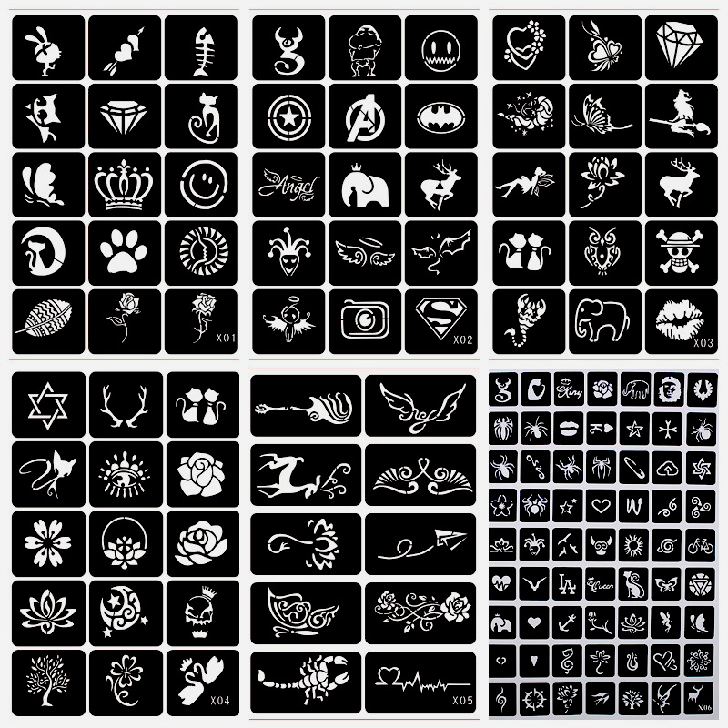 208pcs Small Design Henna Tattoo Stencils Set for Women,Kids Glitter Tattoos Drawing Template for Body Paiting 10 Sheet