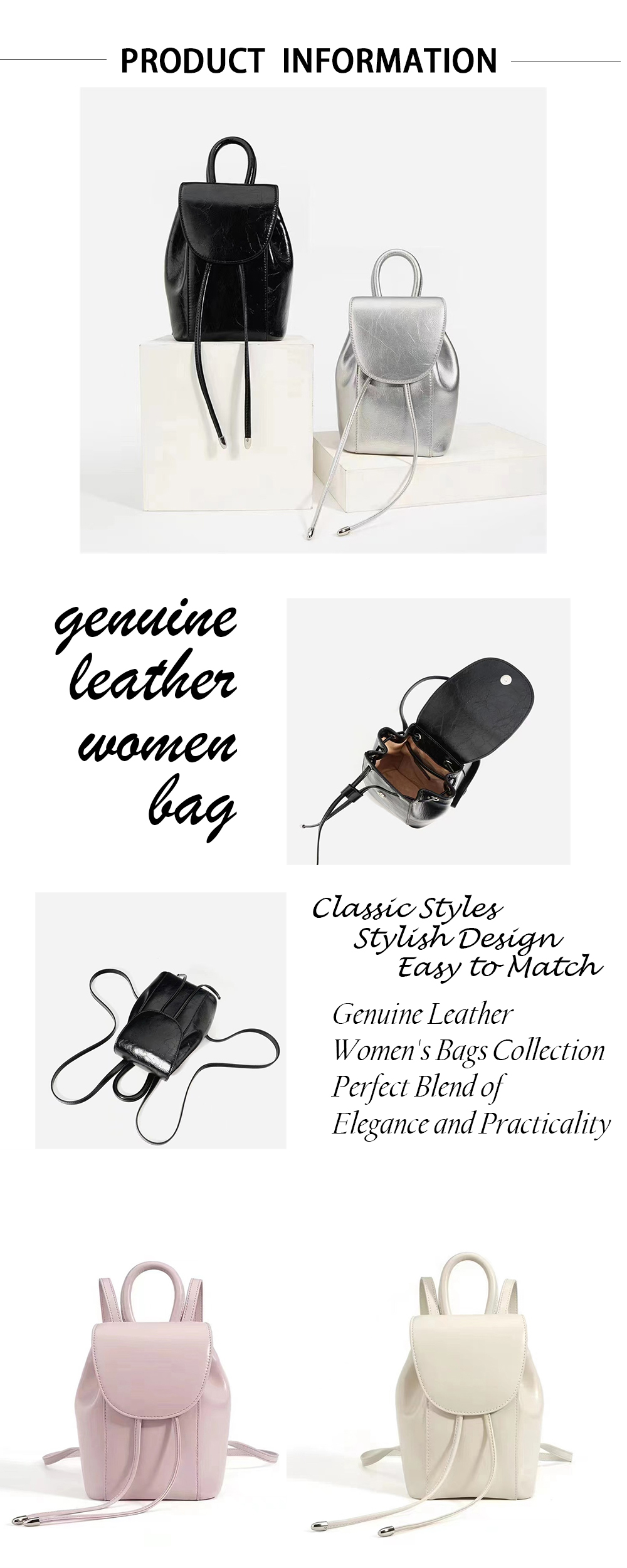 Fashionable high-end cross-shoulder drawstring bag