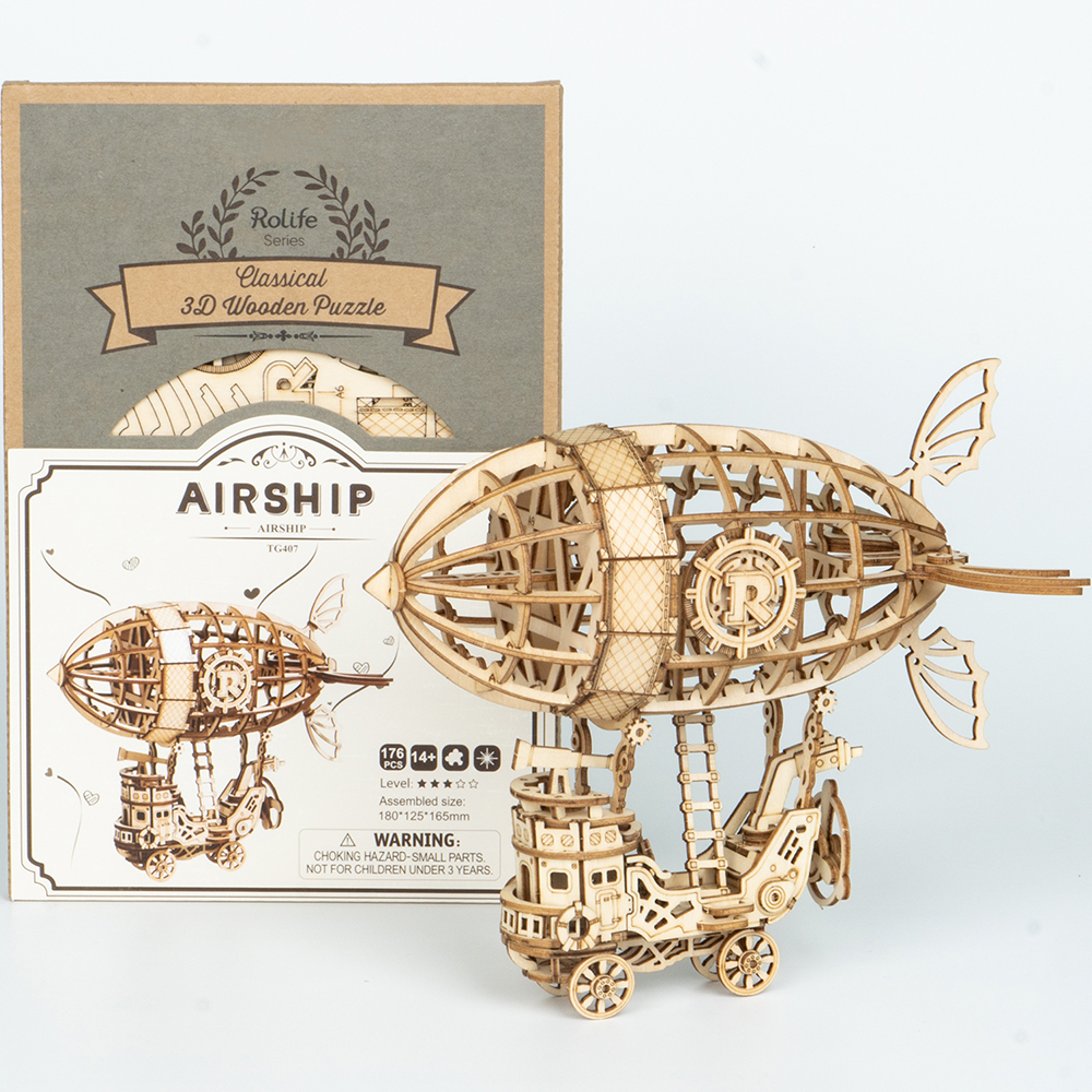 Robotime diy Airship 3d Wooden Puzzle, Brain Teaser, Construction Set for Teens