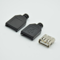 10pcs/5pcs Type A Female USB 4 Pin Plug Socket Connector With Black Plastic Cover Three-piece suit diy
