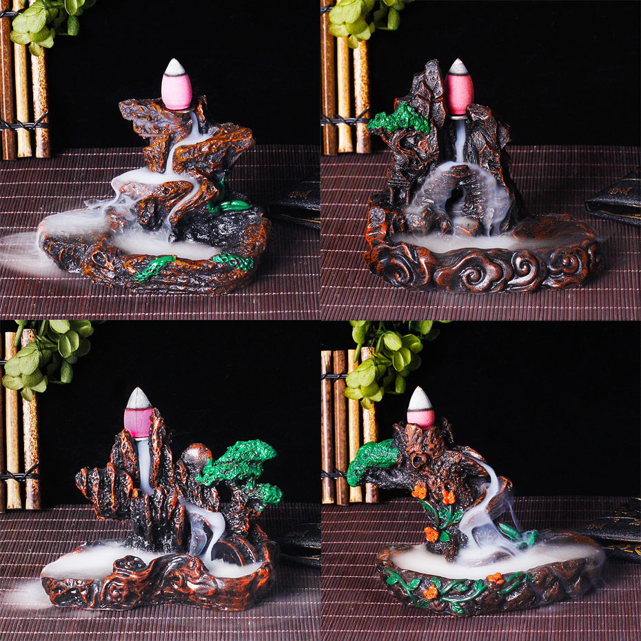 Harz Mountain Form Smoke Water Fall Backflow Incense Burner Incense Holder Decor Aroma Furnace Aromatic House Office Craft