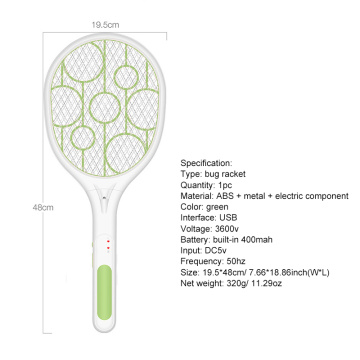 New Summer Cordless Electric Battery Powered Fly Mosquito Swatter Bug Zapper Racket Insects Killer Home Bug Zapper Rechargeable