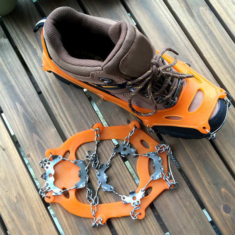COPOZZ Outdoor Climbing Anti-slip Crampons Winter Walk 19 Teeth Ice Fishing Snowshoes Hiking Skiing Steel Slip Shoe Covers