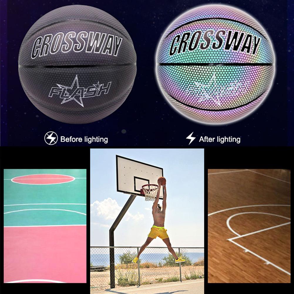 Holographic Basketball Wear-Resistant Luminous For Night Sports Great Gift Personalized Glowing Basketball Reflective Basketball