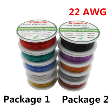 30m 22 AWG Flexible Silicone Wire 5 Colors RC Cable Line With Spool Package 1 / Package 2 Tinned Copper Wire Electrical Wire