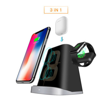 3 in 1 fast Q1 charger wireless charging stand dock pad for iPhone and Apple Watch AirPods / Samsung Universal Wireless Charger