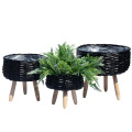 Nordic hand-made creative rattan woven straw flowerpot Flower basket Furniture balcony living room accessories plant pot tray