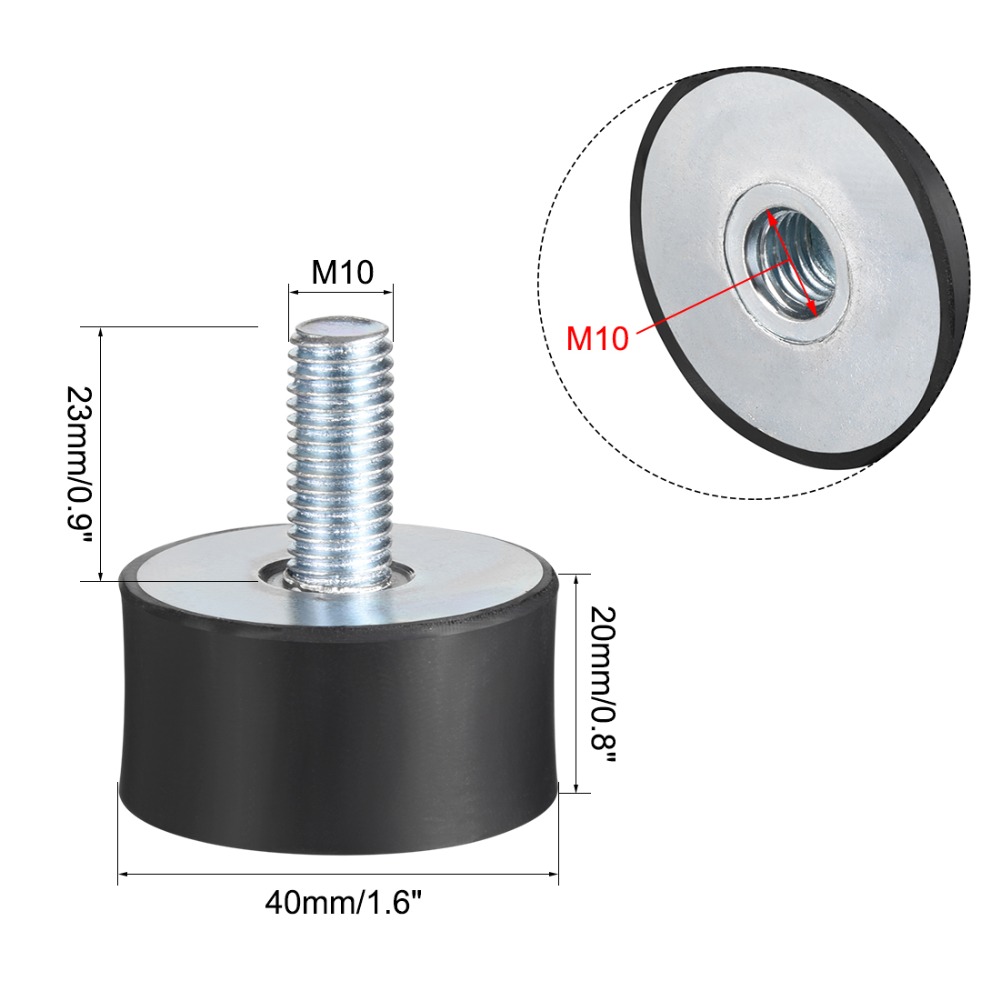 UXCEL 1PCS Rubber Mounts Vibration Isolators Cylindrical Shock Absorber with Studs 17 Sizes for Air Conditioning Bicycle Dowels