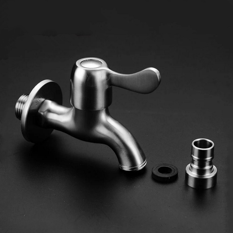 Wall Mounted Washing Machine Faucet Stainless Steel G1/2 Quick Opening Singe Cold Water Bibcock Mop Pool Water Tap For Outdoor