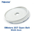 POWGE 5Meters PU 2GT Open Timing belt 2GT-6 width 6mm polyurethane Steel GT2 synchronous belt for Small backlash 3D printer