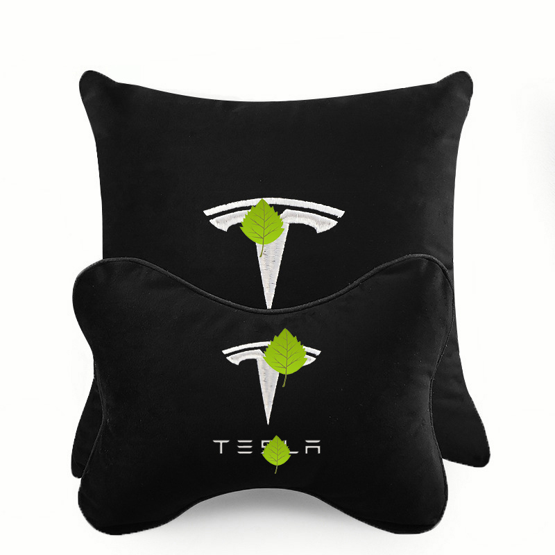 1 Pair Car Seat Breathable Neck Pillow + Lumbar Pillow For Tesla Model 3 Model S Model X Accessories Memory Foam Travel Pillow