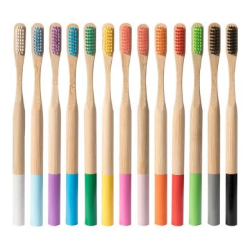 Colorful Natural Bamboo Toothbrush Multicolour Brush Toothbrush Round Bamboo Handle Soft Bristle Toothbrush Adult Toothbrush