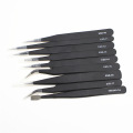 9-piece suit without flanges Stainless steel precision black ESD anti-static tweezers Tips Elbow disassemble tools Belt bag kit